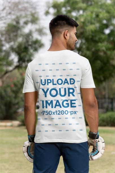 Back-View T-Shirt Mockup of a Man Standing